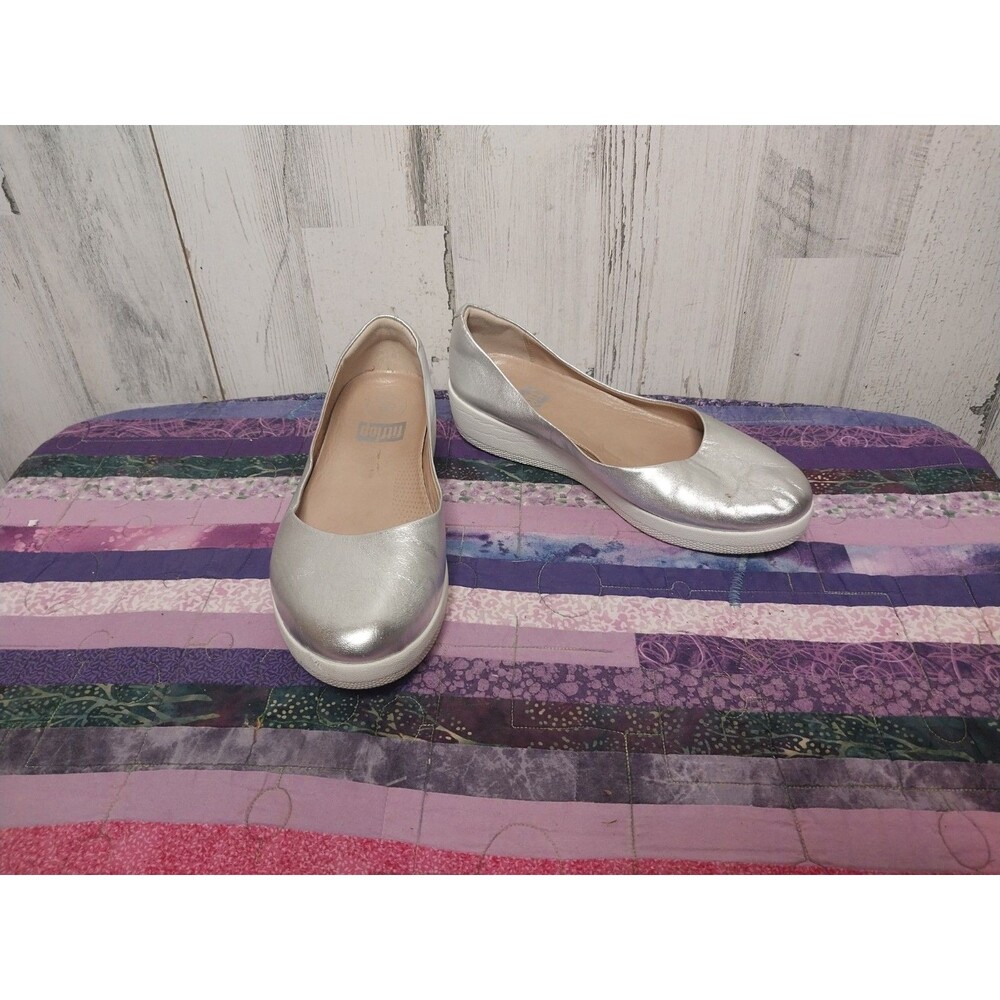 Fitflop Silver Metallic Ballet Flats Size 7.5